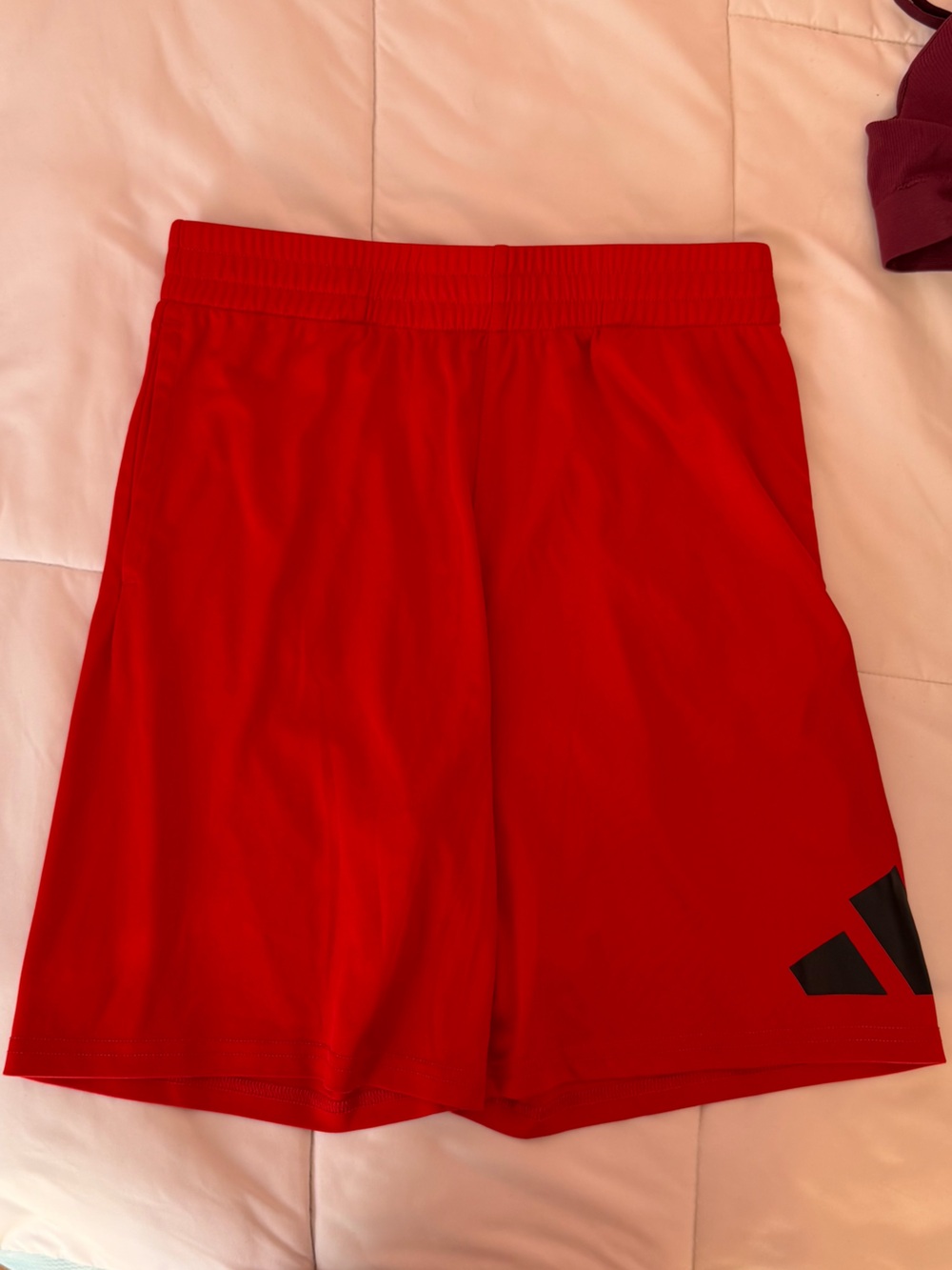 adidas Red Kids Athletic Shorts with Black Logo